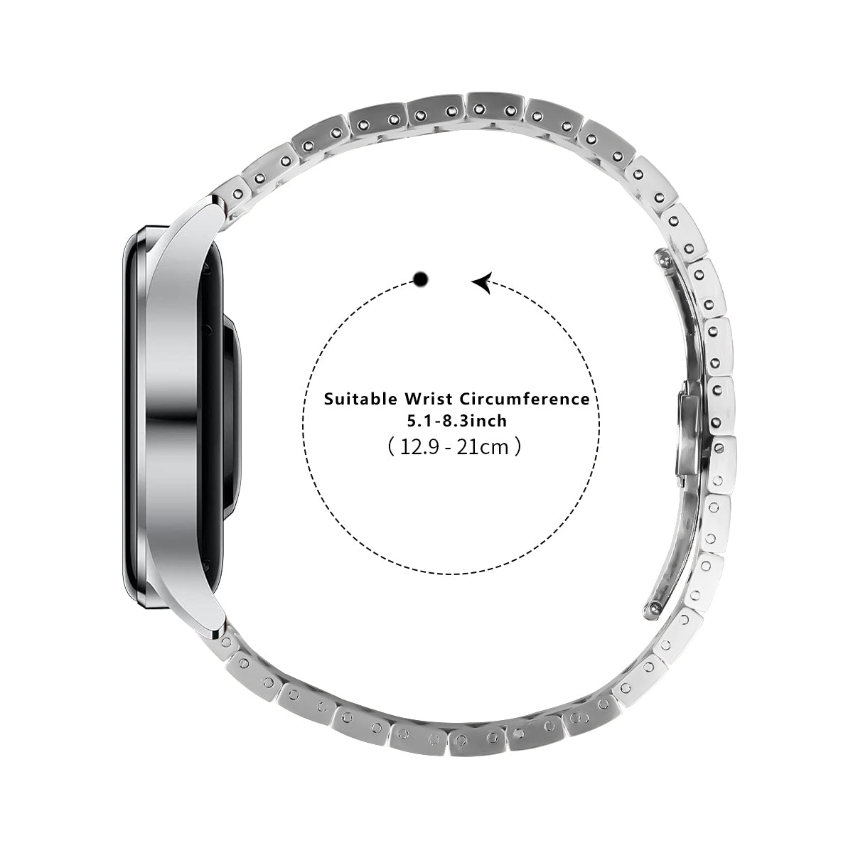 For Garmin Vivoactive 4 Smart Watch Strap Stainless Steel Watch Band with Butterfly Buckle - Silver For Garmin Vivoactive 4 Smart Watch Strap Stainless Steel Watch Band with Butterfly Buckle - Silver